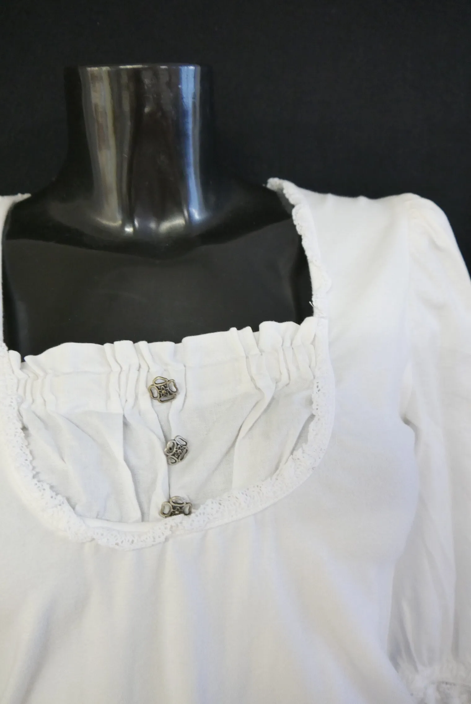 Gr.38 Trachtenbluse weiß Bluse für Dirndl Distler Baumwollmischung Spitze TB9584