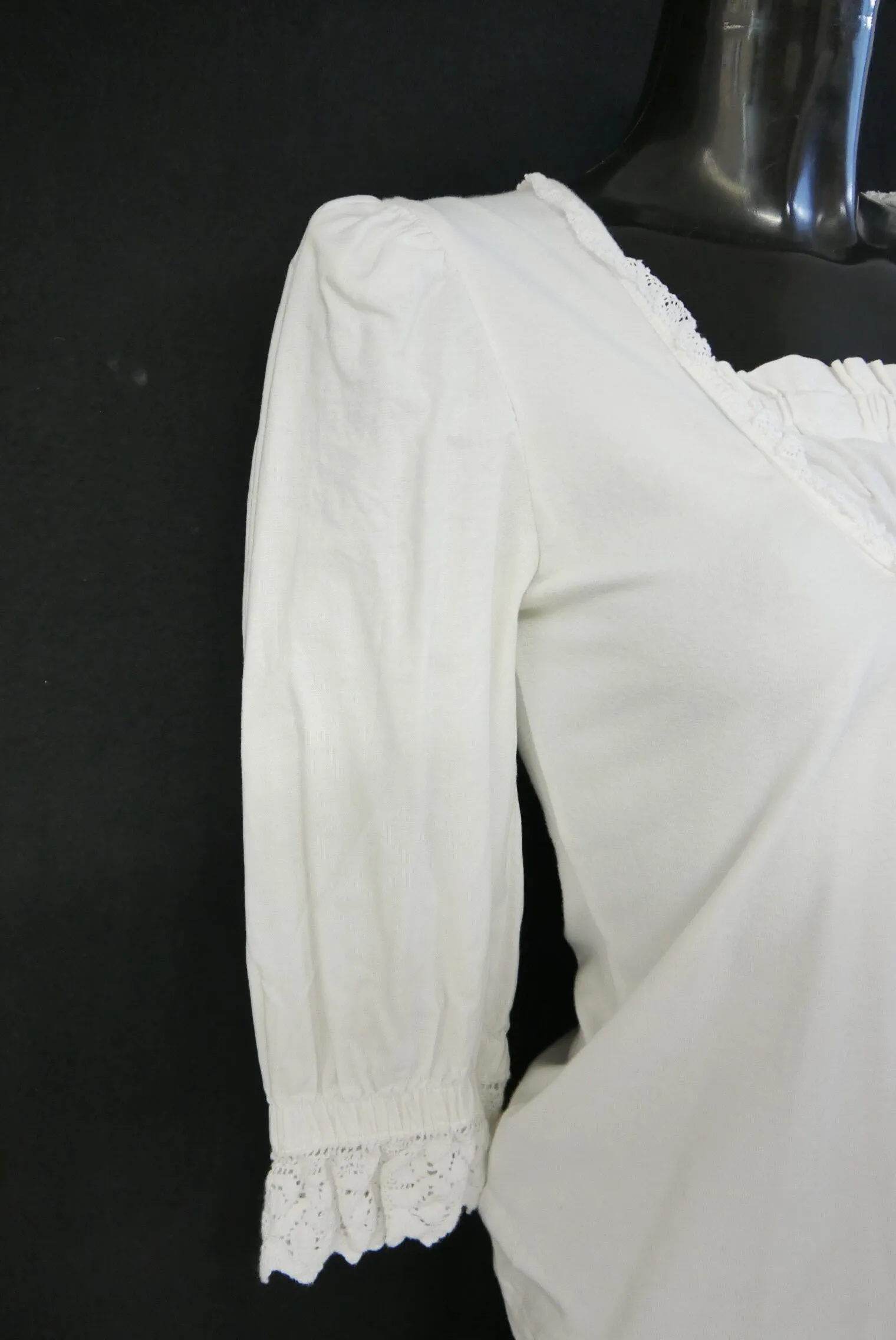 Gr.38 Trachtenbluse weiß Bluse für Dirndl Distler Baumwollmischung Spitze TB9584
