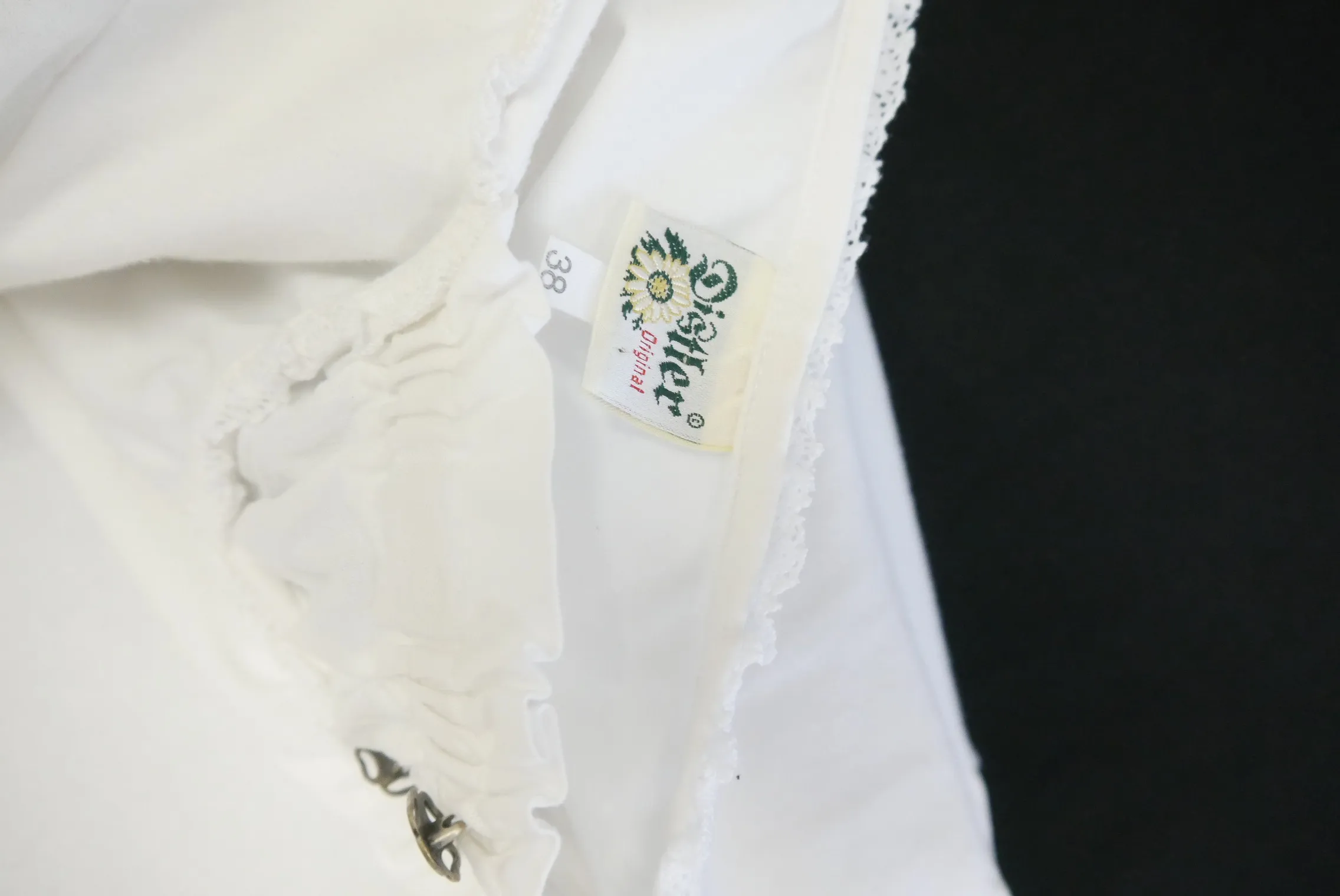 Gr.38 Trachtenbluse weiß Bluse für Dirndl Distler Baumwollmischung Spitze TB9584